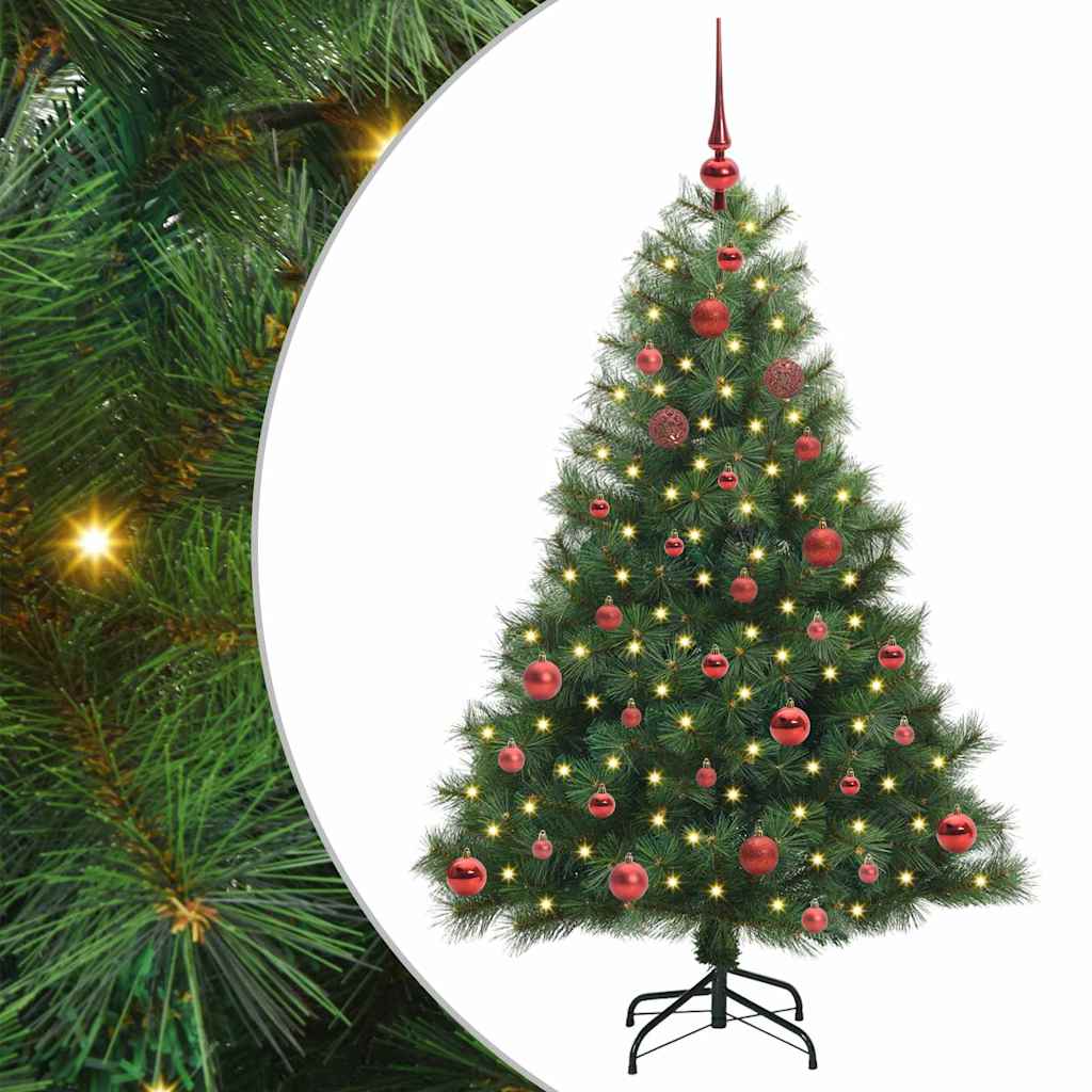 Konstgjord julgran med 150 LED-lampor Grön 150 cm PE och PVC