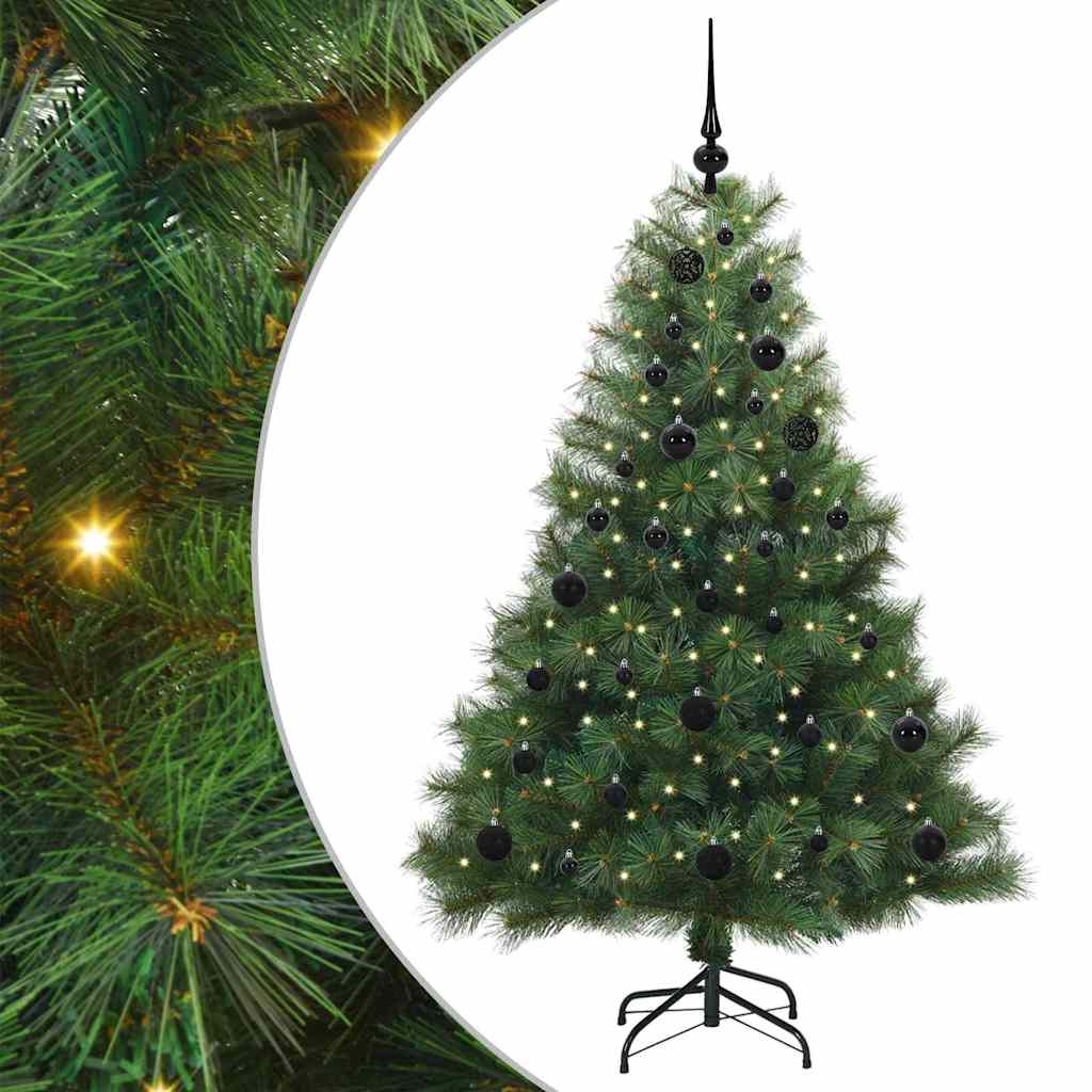 Konstgjord julgran med 150 LED-lampor Grön 150 cm PE och PVC