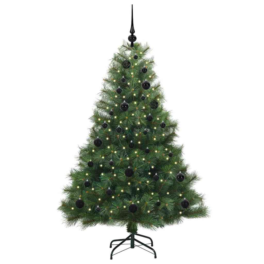 Konstgjord julgran med 150 LED-lampor Grön 150 cm PE och PVC