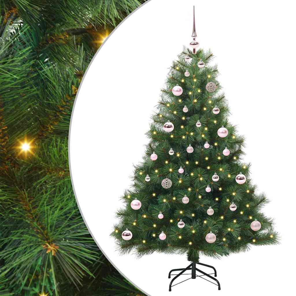Konstgjord julgran med 150 LED-lampor Grön 150 cm PE och PVC