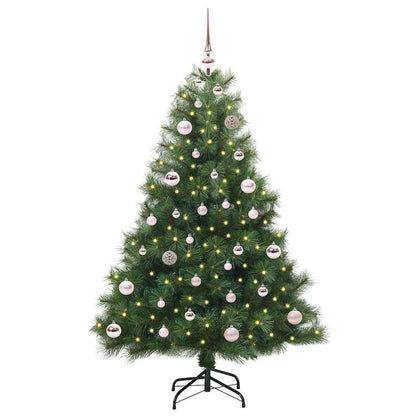 Konstgjord julgran med 150 LED-lampor Grön 150 cm PE och PVC