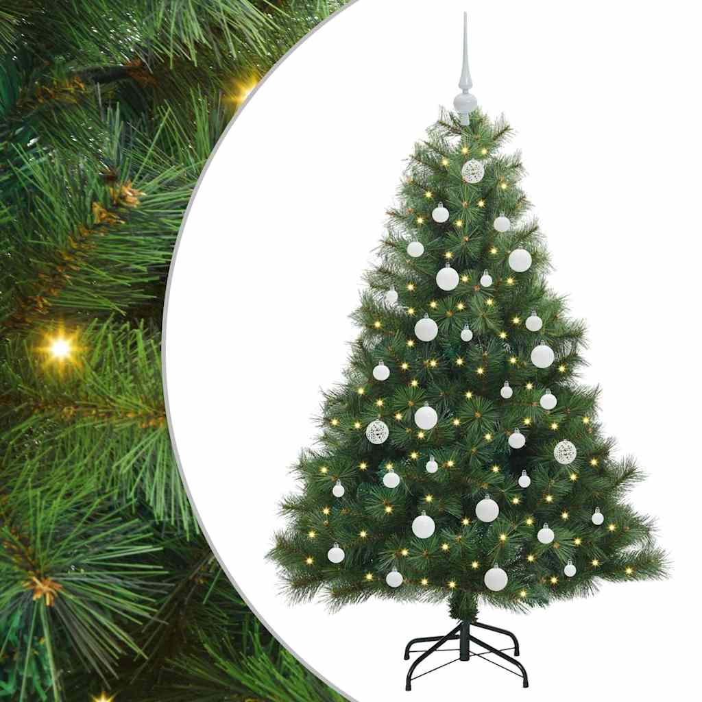 Konstgjord julgran med 150 LED-lampor Grön 150 cm PE och PVC