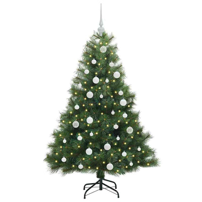 Konstgjord julgran med 150 LED-lampor Grön 150 cm PE och PVC