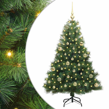 Konstgjord julgran med 150 LED-lampor Grön 150 cm PE och PVC