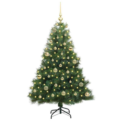 Konstgjord julgran med 150 LED-lampor Grön 150 cm PE och PVC