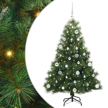 Konstgjord julgran med 150 LED-lampor Grön 150 cm PE och PVC