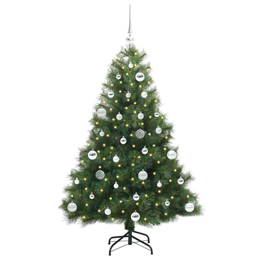 Konstgjord julgran med 150 LED-lampor Grön 150 cm PE och PVC