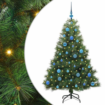Konstgjord julgran med 150 LED-lampor Grön 150 cm PE och PVC