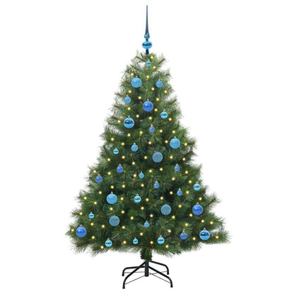 Konstgjord julgran med 150 LED-lampor Grön 150 cm PE och PVC