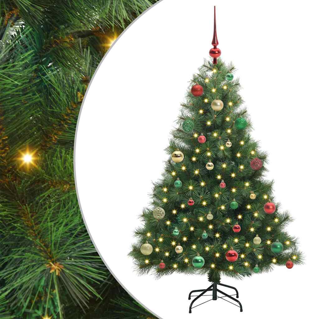 Konstgjord julgran med 150 LED-lampor Grön 150 cm PE och PVC