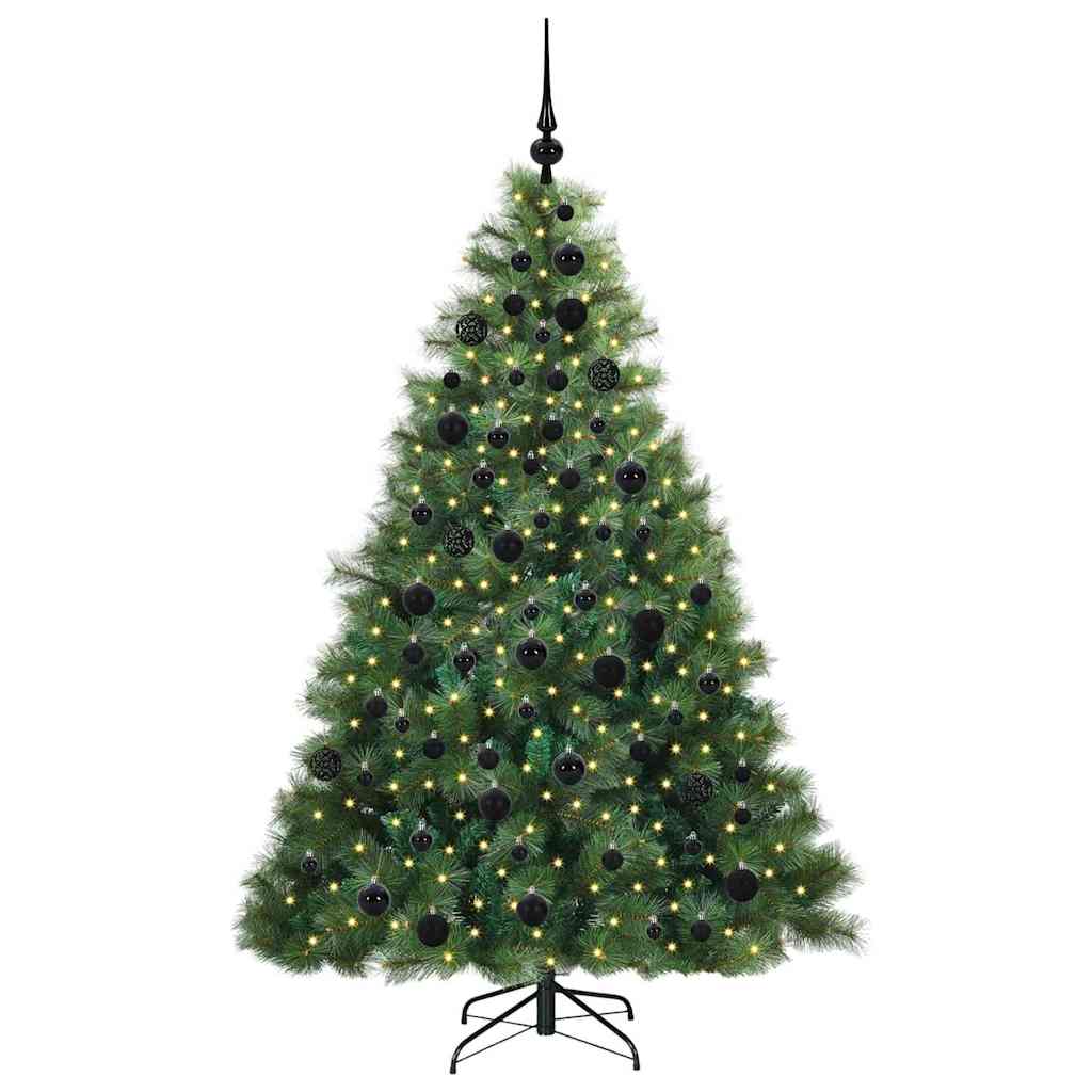 Konstgjord julgran med 300 LED-lampor Grön 180 cm PE och PVC