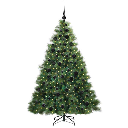 Konstgjord julgran med 300 LED-lampor Grön 180 cm PE och PVC
