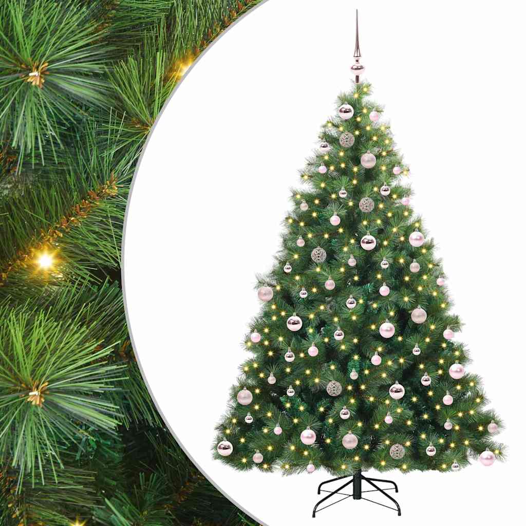 Konstgjord julgran med 300 LED-lampor Grön 180 cm PE och PVC