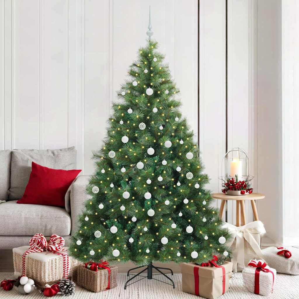 Konstgjord julgran med 300 LED-lampor Grön 180 cm PE och PVC