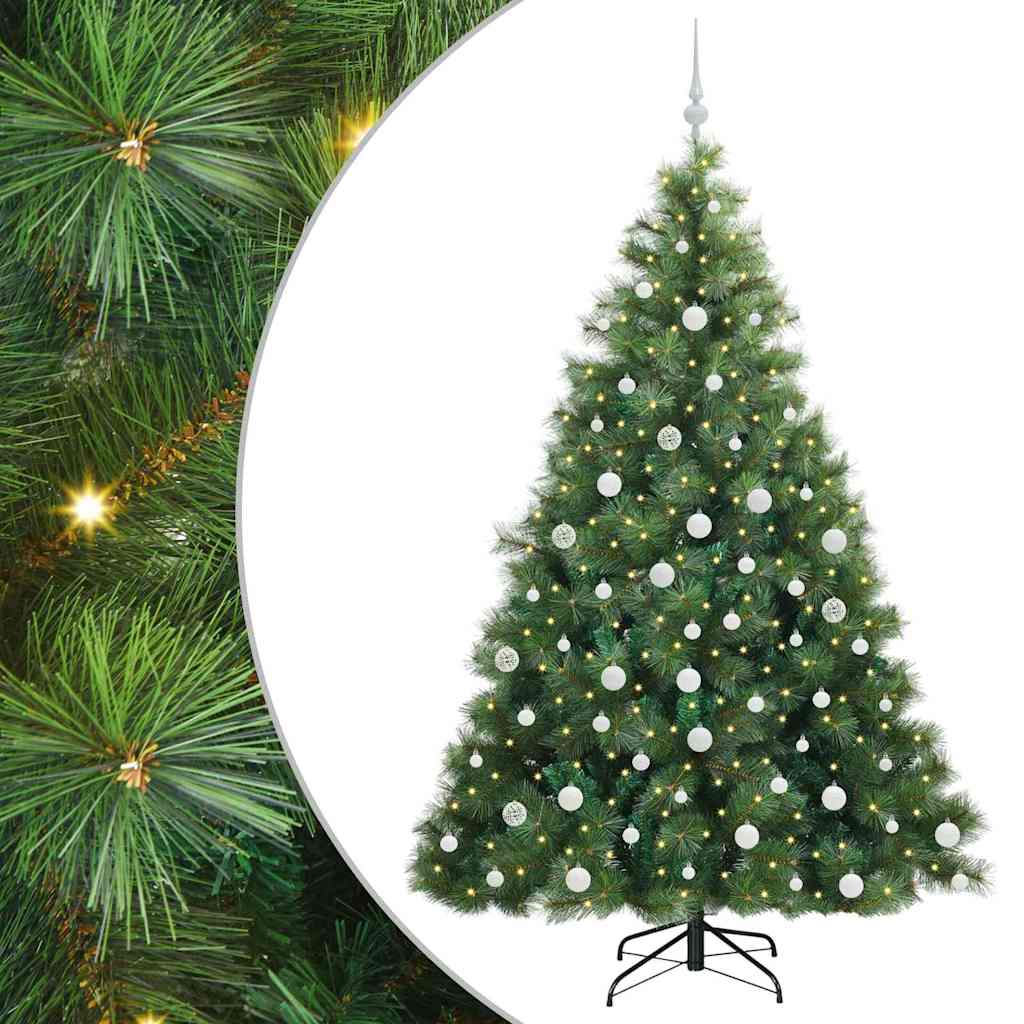 Konstgjord julgran med 300 LED-lampor Grön 180 cm PE och PVC