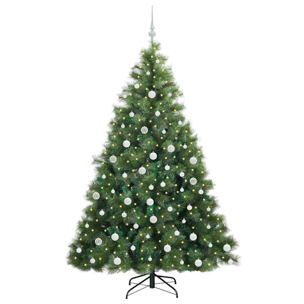 Konstgjord julgran med 300 LED-lampor Grön 180 cm PE och PVC