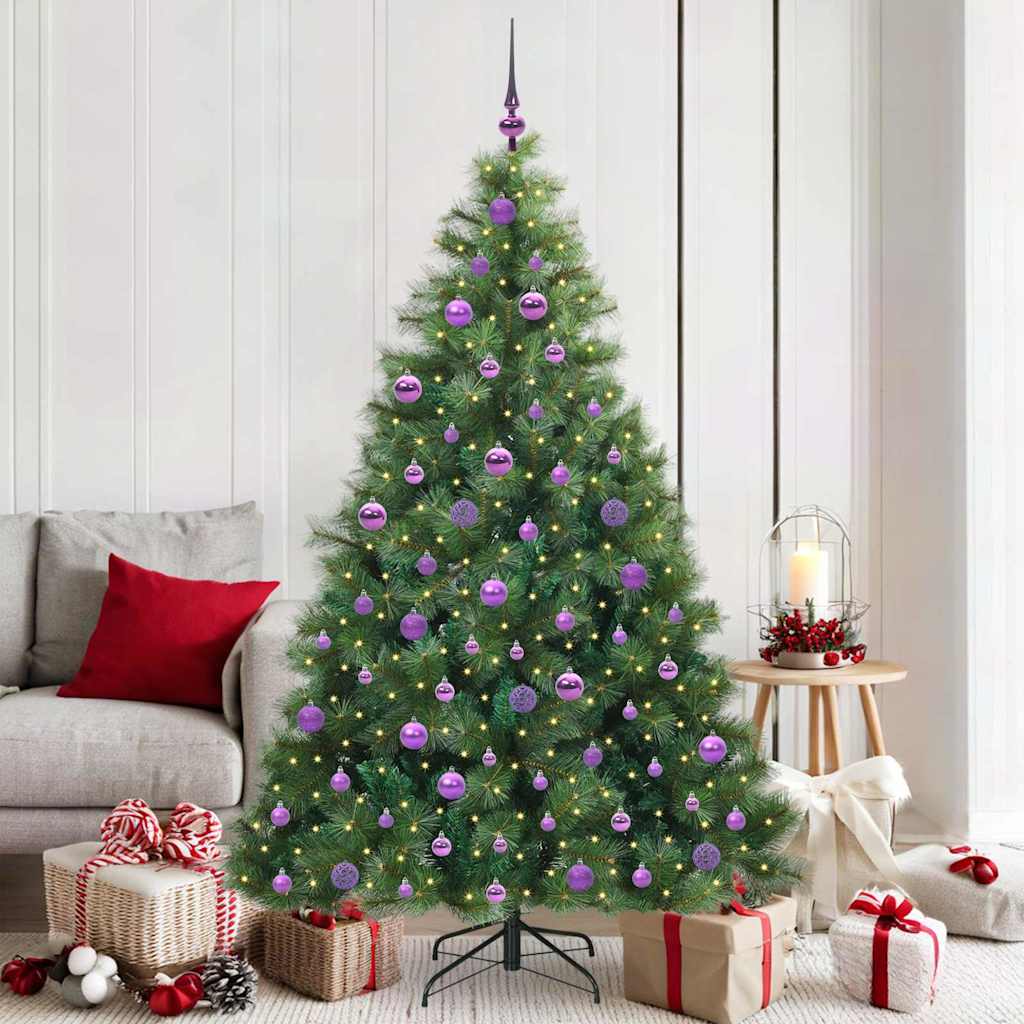 Konstgjord julgran med 300 LED-lampor Grön 180 cm PE och PVC
