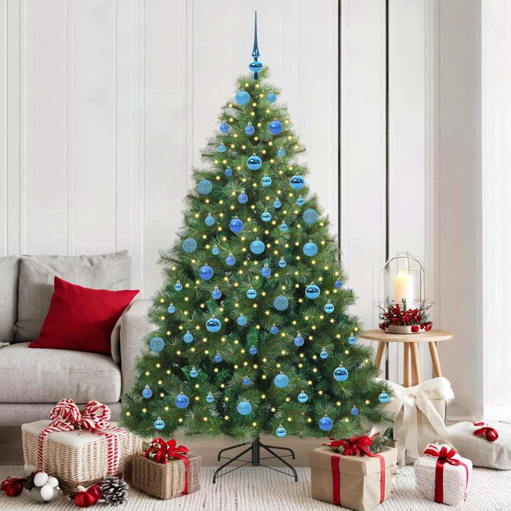 Konstgjord julgran med 300 LED-lampor Grön 180 cm PE och PVC