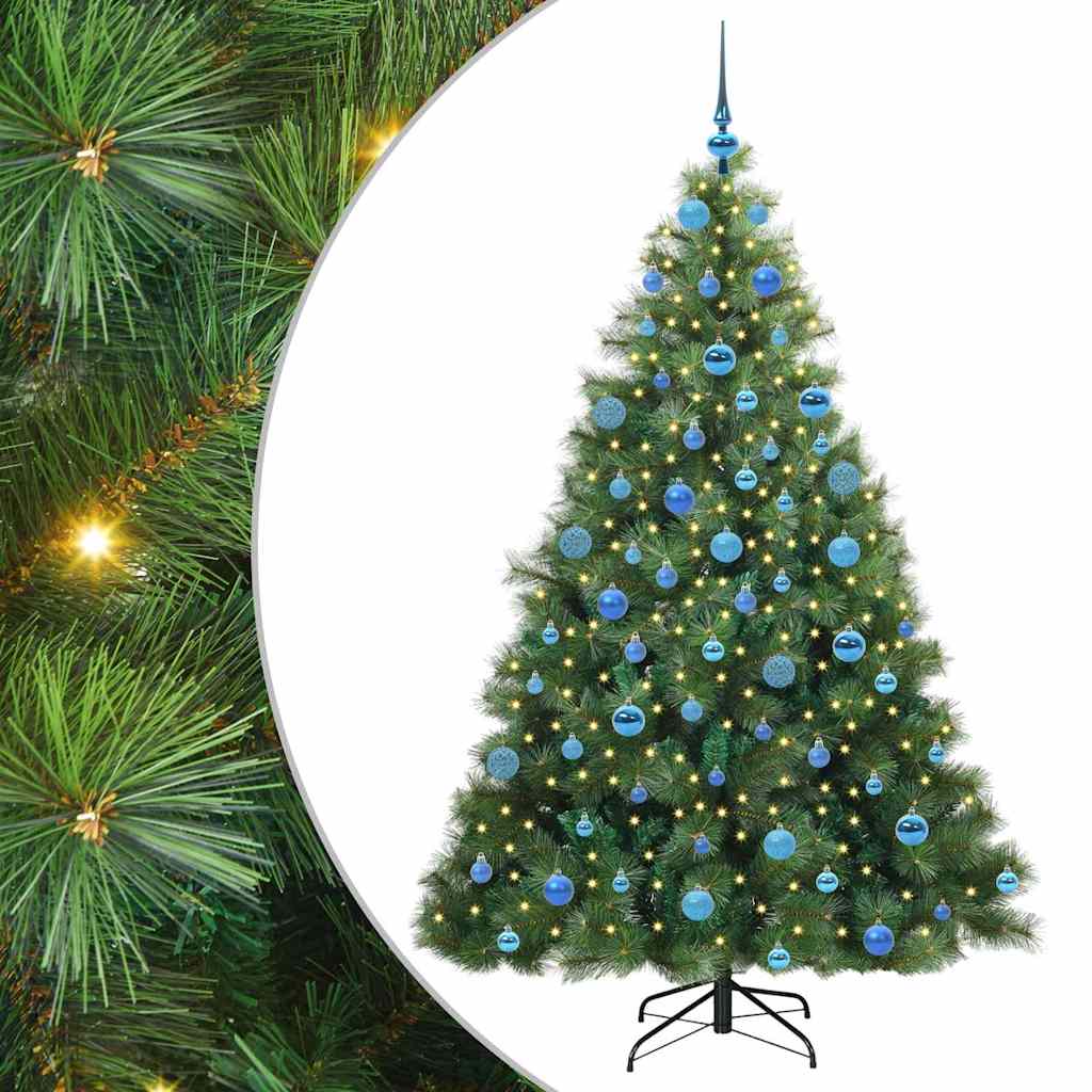 Konstgjord julgran med 300 LED-lampor Grön 180 cm PE och PVC