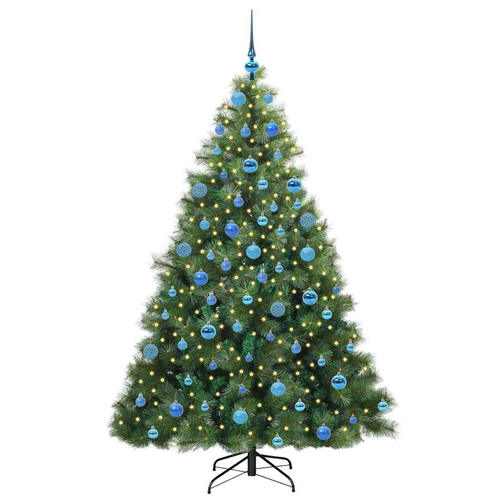 Konstgjord julgran med 300 LED-lampor Grön 180 cm PE och PVC