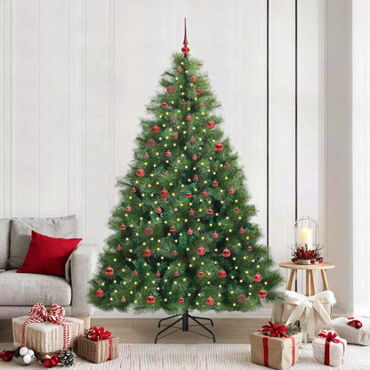 Konstgjord julgran med 300 LED-lampor Grön 210 cm PE och PVC