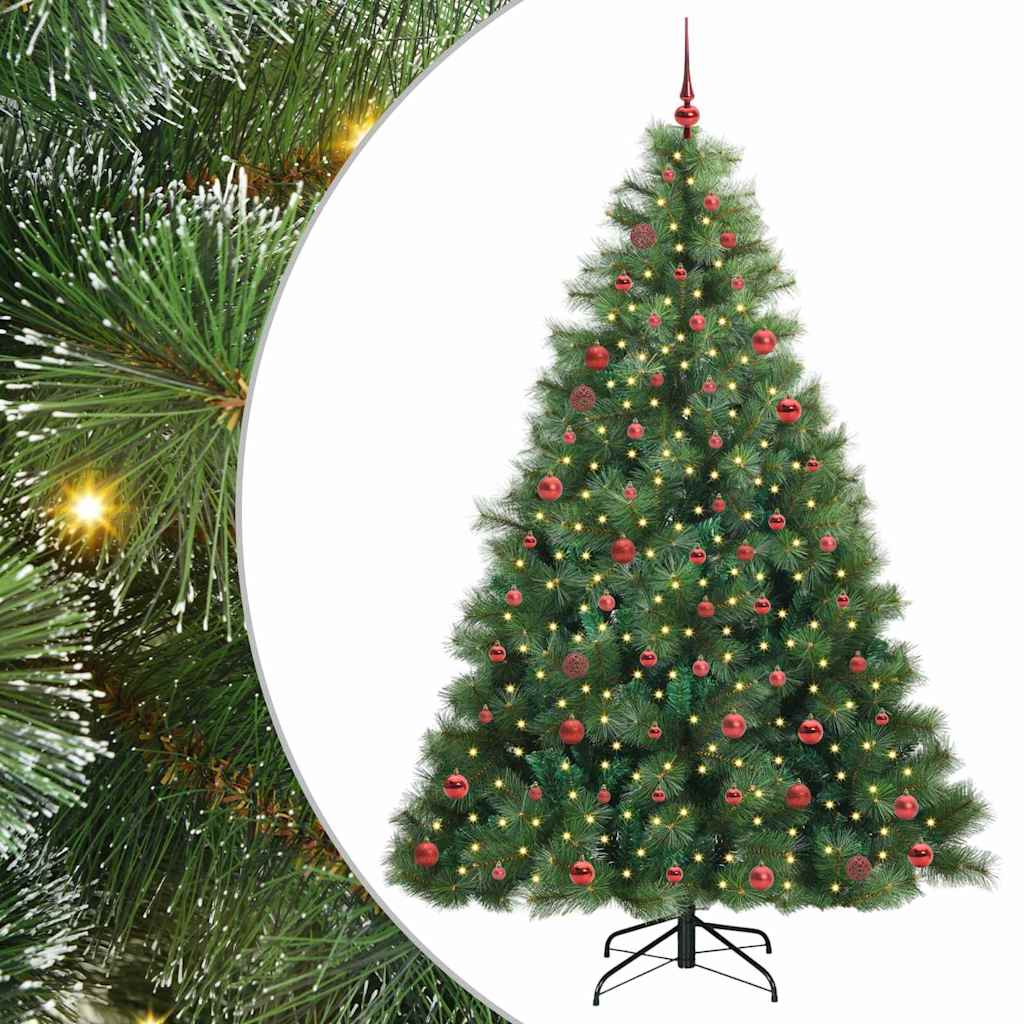 Konstgjord julgran med 300 LED-lampor Grön 210 cm PE och PVC