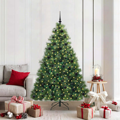 Konstgjord julgran med 300 LED-lampor Grön 210 cm PE och PVC