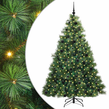 Konstgjord julgran med 300 LED-lampor Grön 210 cm PE och PVC