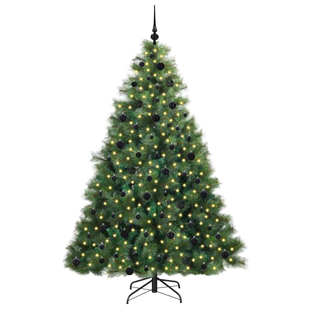Konstgjord julgran med 300 LED-lampor Grön 210 cm PE och PVC