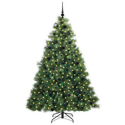 Konstgjord julgran med 300 LED-lampor Grön 210 cm PE och PVC