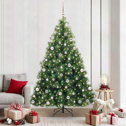 Konstgjord julgran med 300 LED-lampor Grön 210 cm PE och PVC