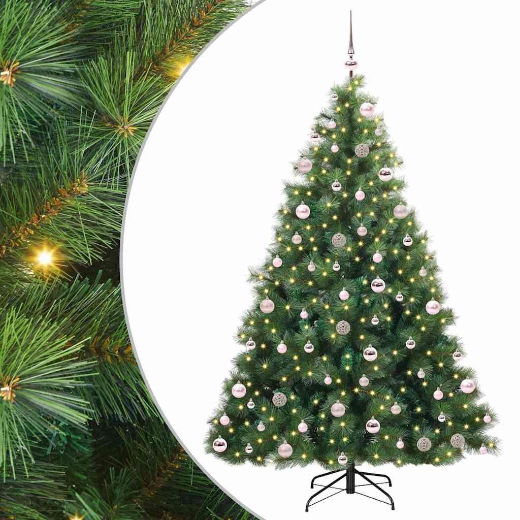 Konstgjord julgran med 300 LED-lampor Grön 210 cm PE och PVC