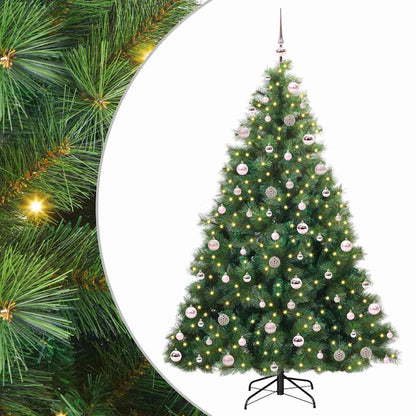 Konstgjord julgran med 300 LED-lampor Grön 210 cm PE och PVC