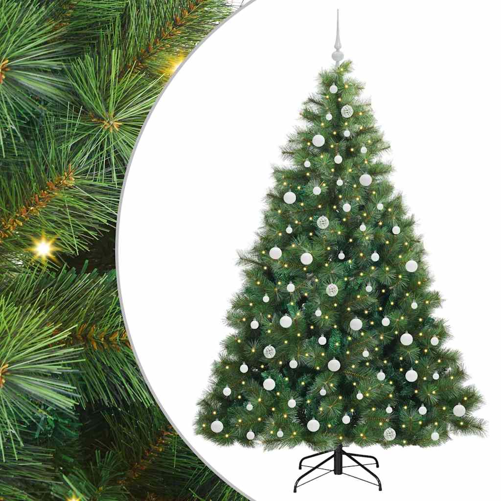 Konstgjord julgran med 300 LED-lampor Grön 210 cm PE och PVC