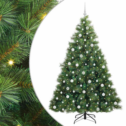 Konstgjord julgran med 300 LED-lampor Grön 210 cm PE och PVC