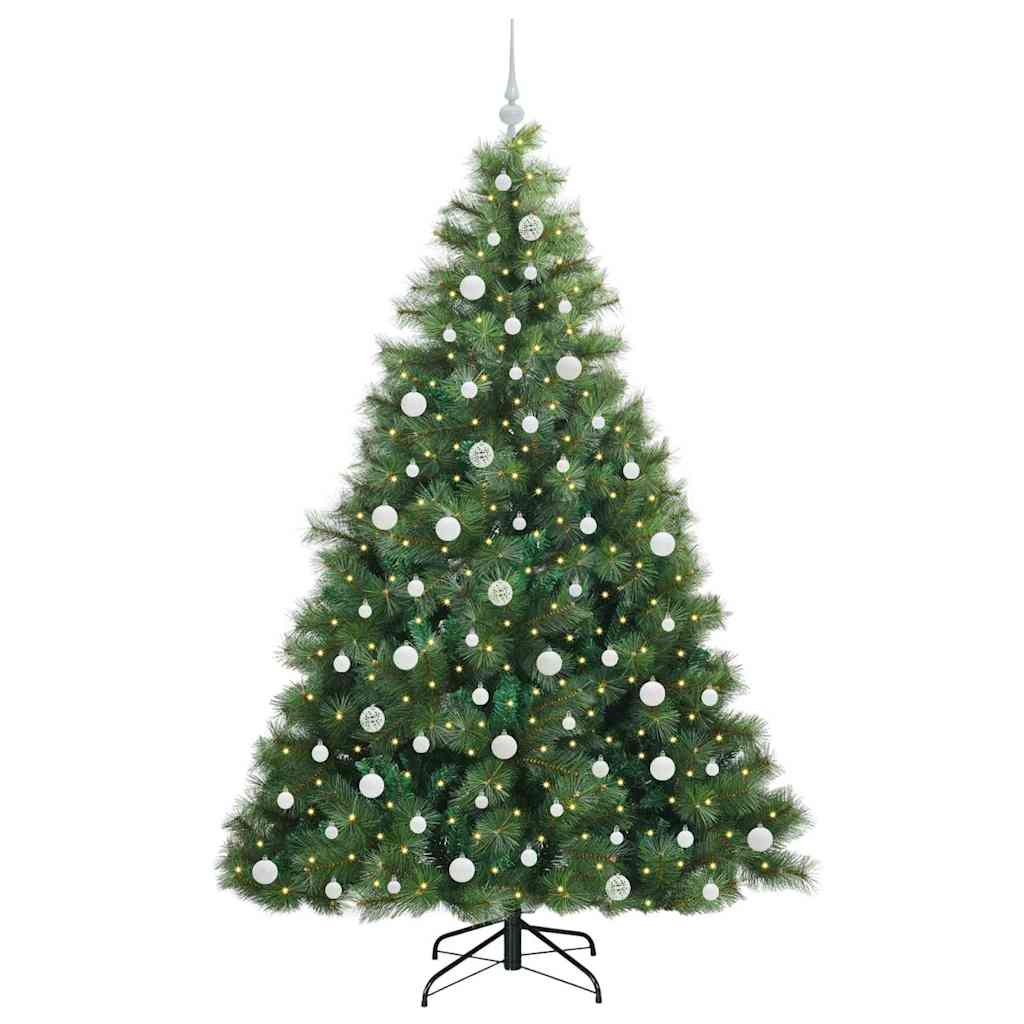 Konstgjord julgran med 300 LED-lampor Grön 210 cm PE och PVC