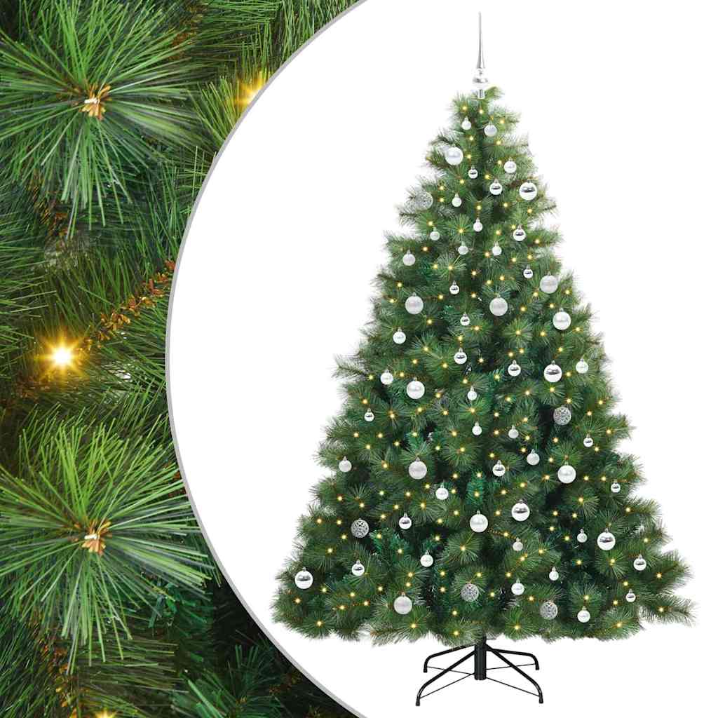 Konstgjord julgran med 300 LED-lampor Grön 210 cm PE och PVC