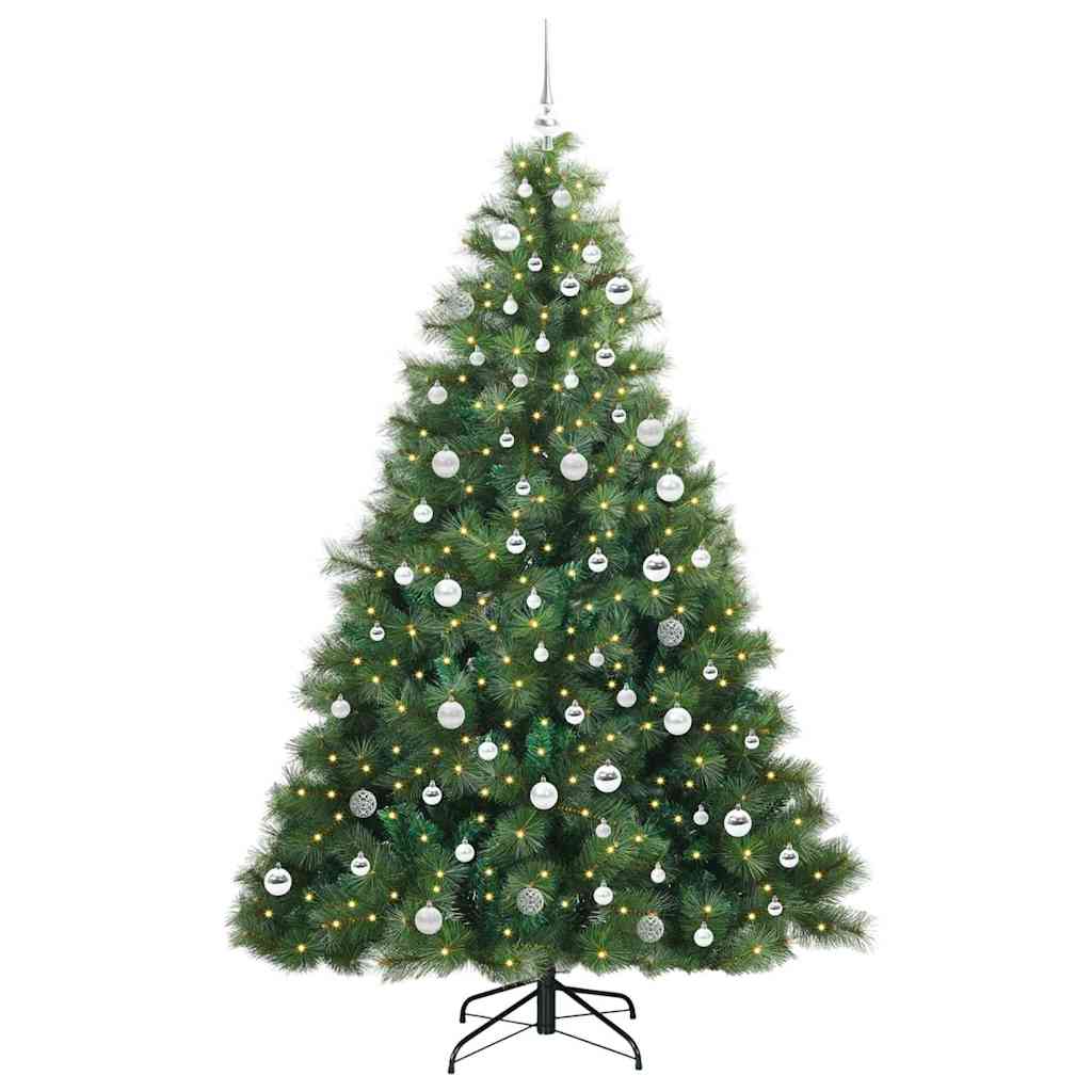 Konstgjord julgran med 300 LED-lampor Grön 210 cm PE och PVC
