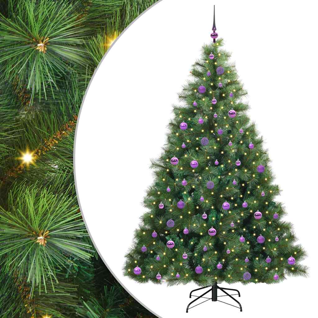 Konstgjord julgran med 300 LED-lampor Grön 210 cm PE och PVC