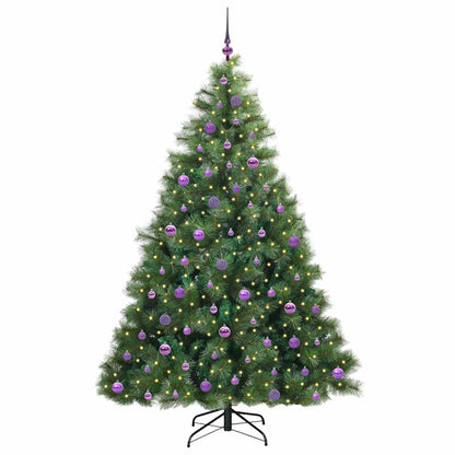 Konstgjord julgran med 300 LED-lampor Grön 210 cm PE och PVC
