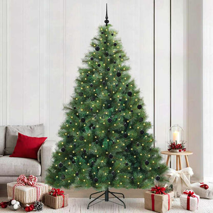 Konstgjord julgran med 300 LED-lampor Grön 240 cm PE och PVC