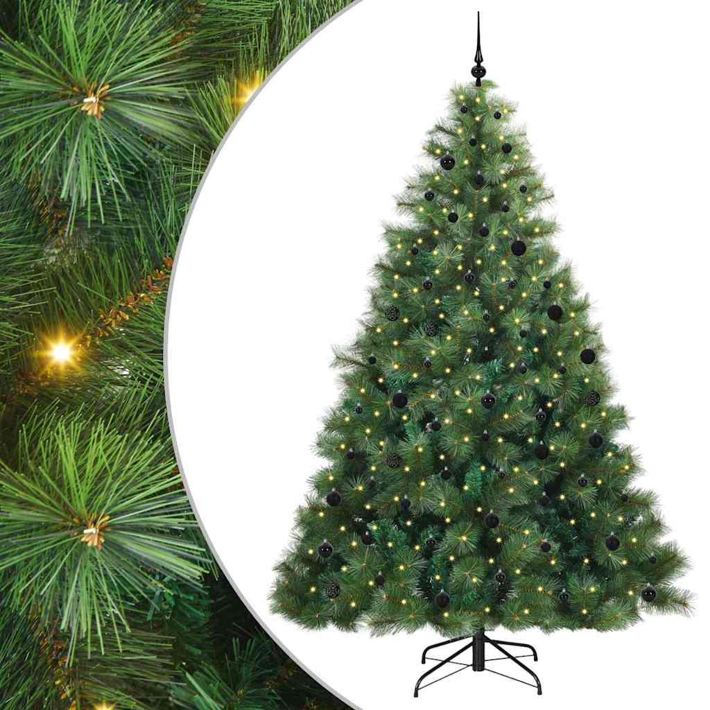 Konstgjord julgran med 300 LED-lampor Grön 240 cm PE och PVC
