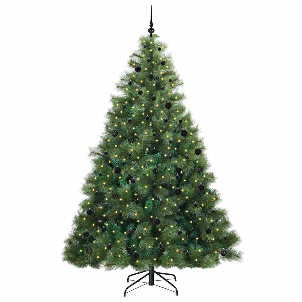 Konstgjord julgran med 300 LED-lampor Grön 240 cm PE och PVC