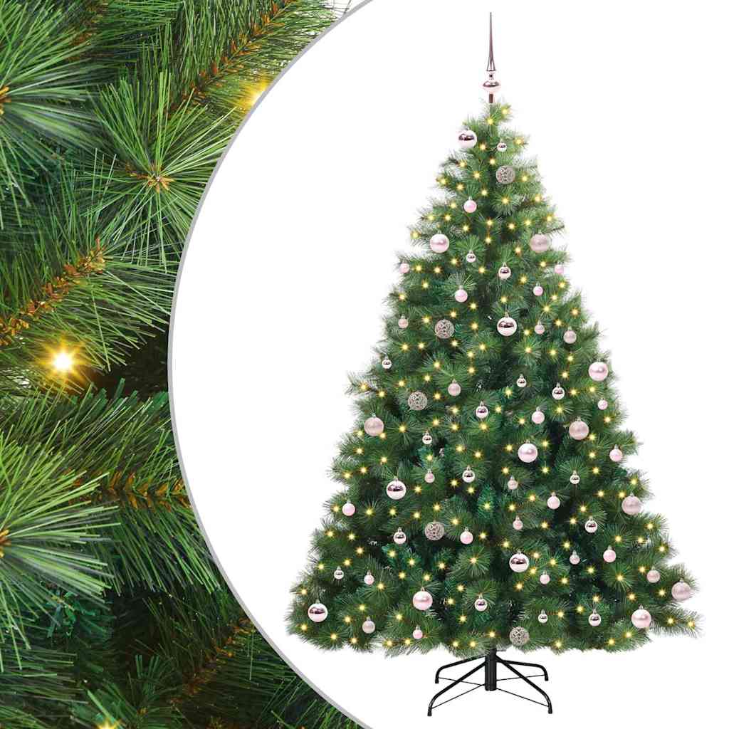 Konstgjord julgran med 300 LED-lampor Grön 240 cm PE och PVC