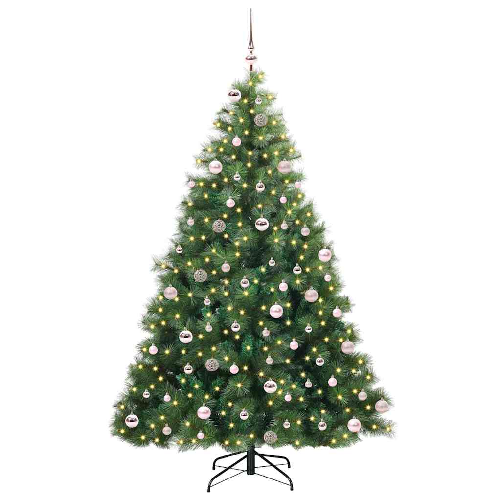 Konstgjord julgran med 300 LED-lampor Grön 240 cm PE och PVC