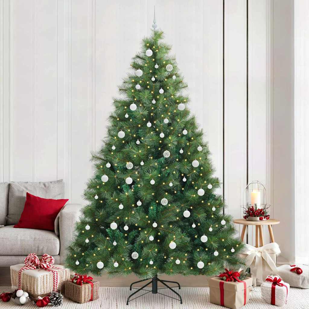 Konstgjord julgran med 300 LED-lampor Grön 240 cm PE och PVC
