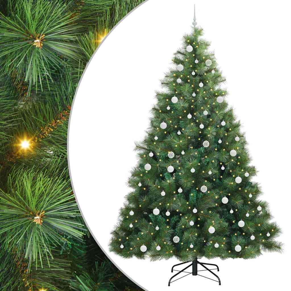 Konstgjord julgran med 300 LED-lampor Grön 240 cm PE och PVC
