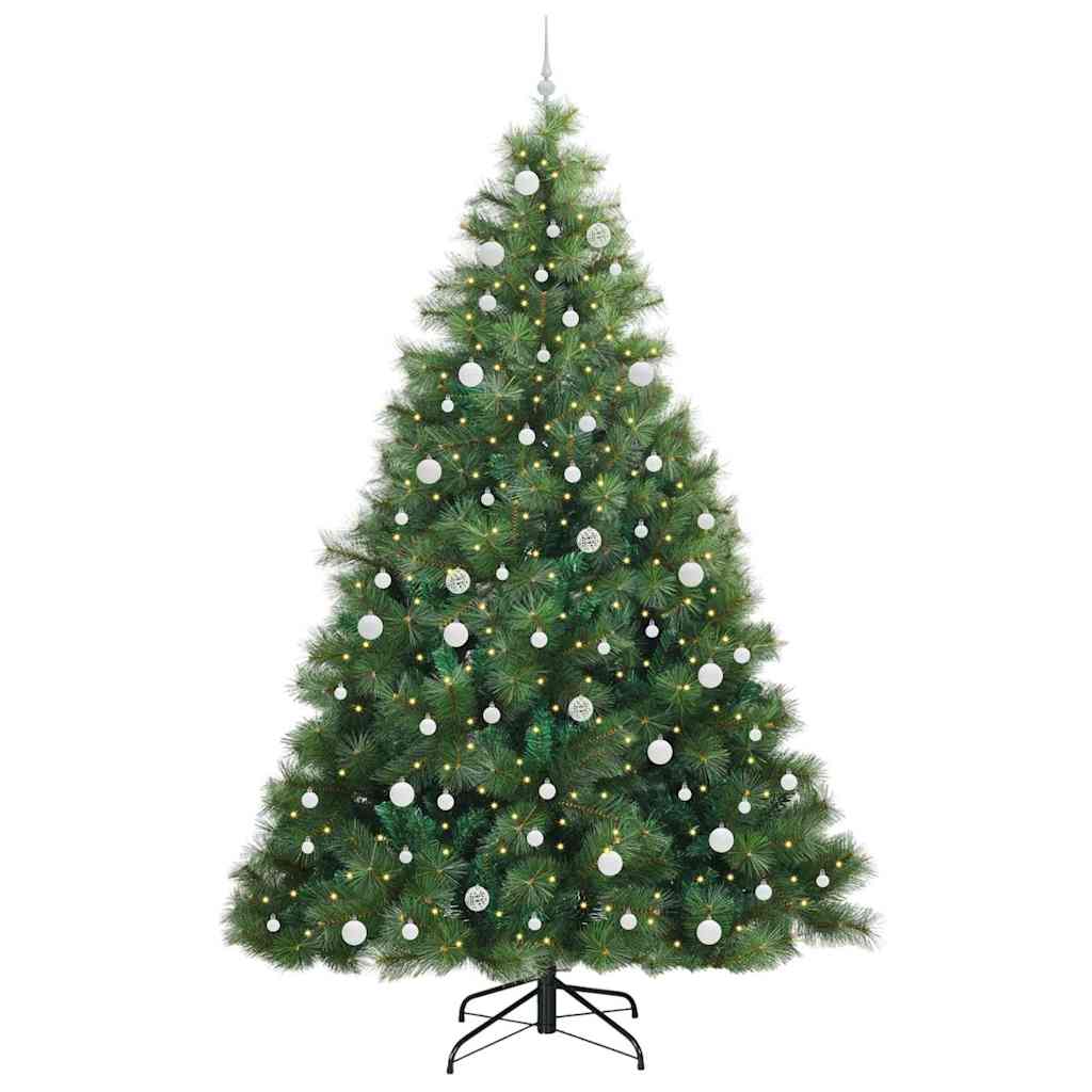 Konstgjord julgran med 300 LED-lampor Grön 240 cm PE och PVC