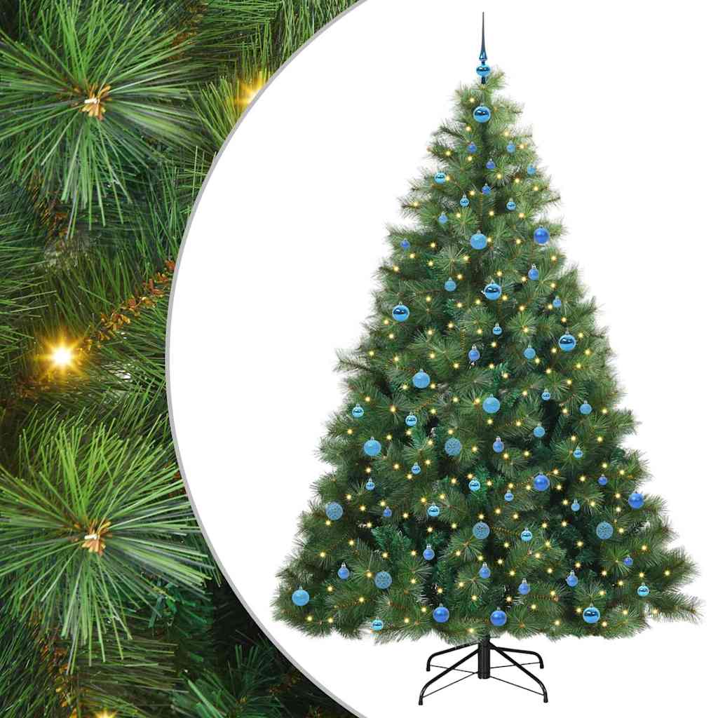 Konstgjord julgran med 300 LED-lampor Grön 240 cm PE och PVC