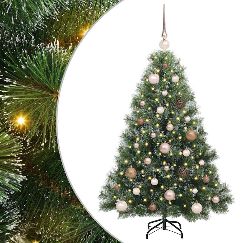 Konstgjord julgran med 150 LED-lampor Grön 120 cm PE och PVC